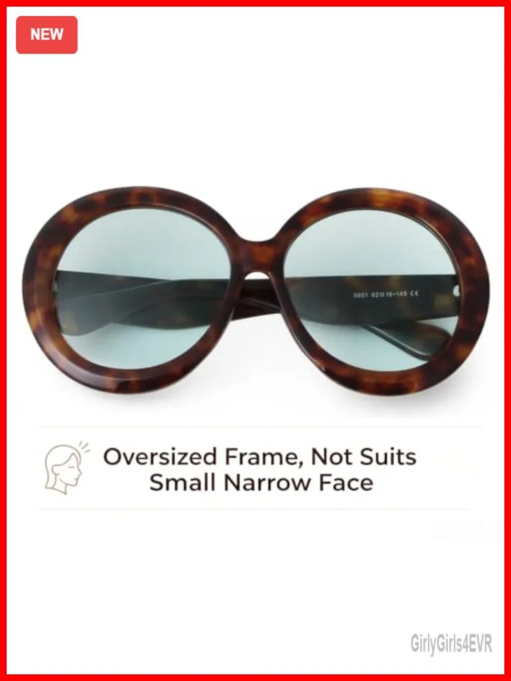 Oversized Round Sunglasses for Women, UV400 Protection, Plastic Frame